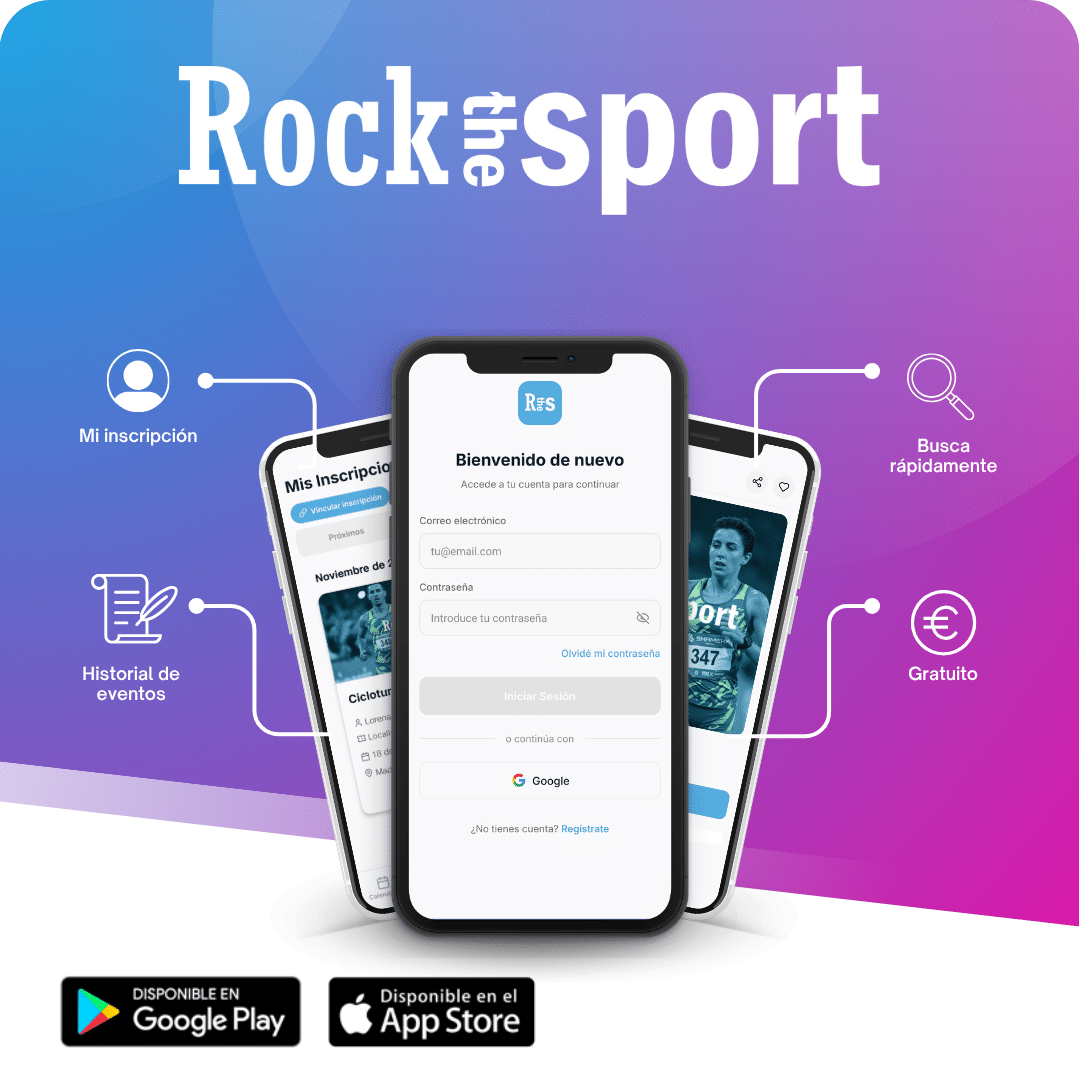 Pantalla de inicio de RTS Atleta con eventos recomendados